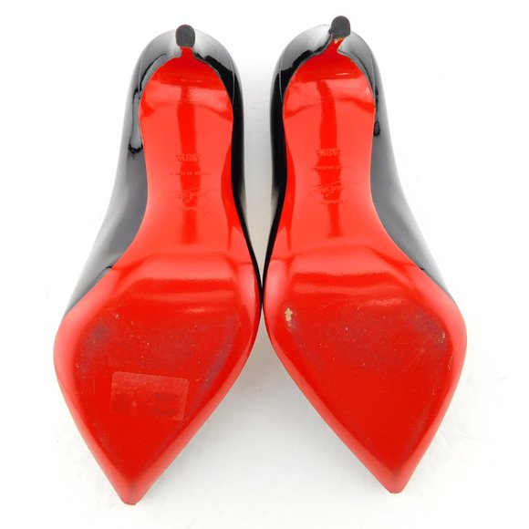 CHRISTIAN LOUBOUTIN Black Patent Stiletto Heels 38.5 - Picture 7 of 8